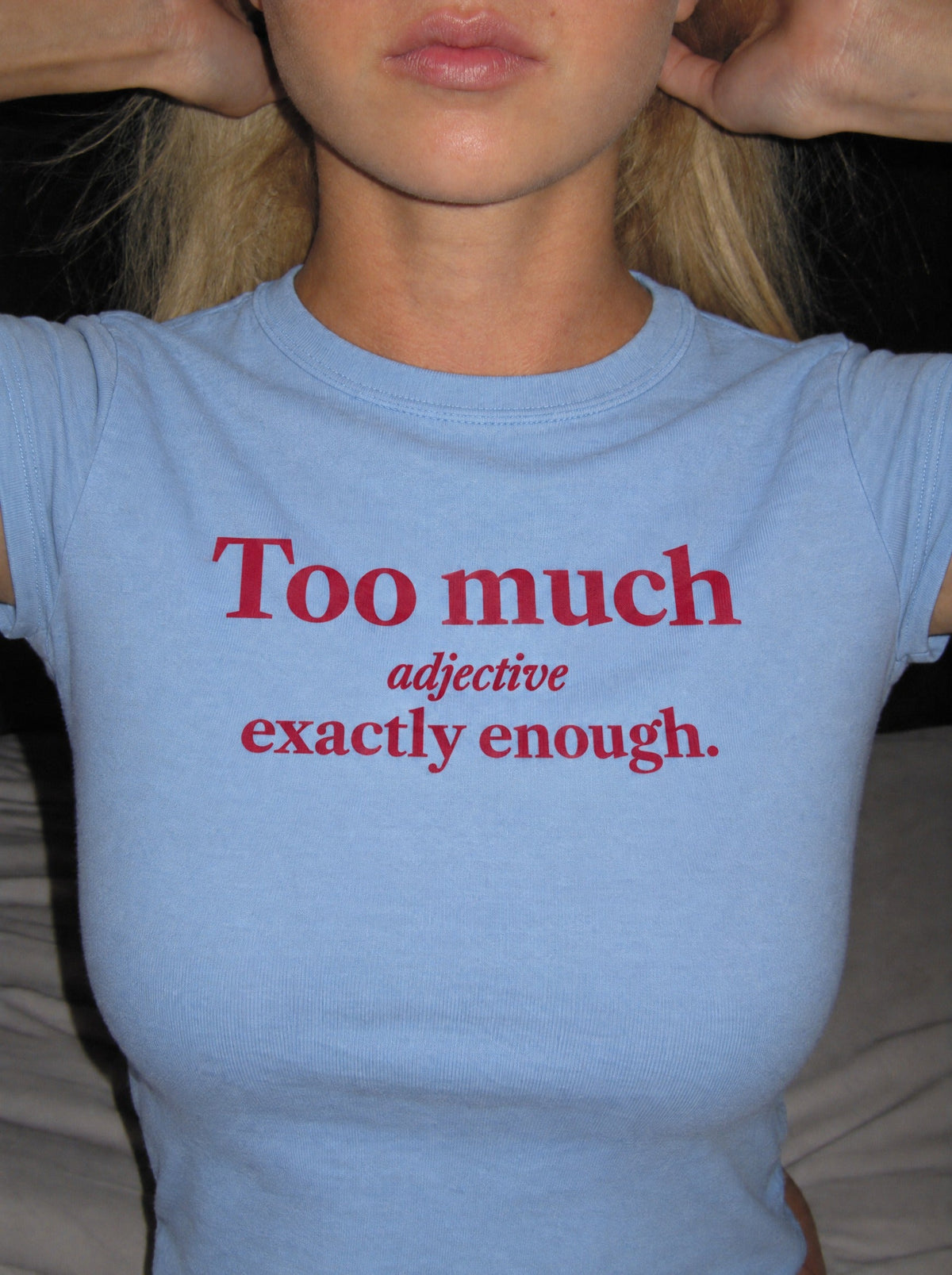 Baby Tee. exactly enough – print close-up