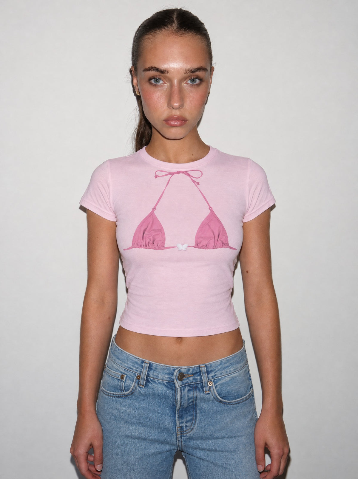 Baby Tee. bikini – fit on a model