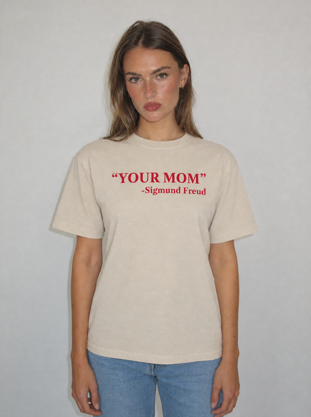 Relaxed Tee. your mom – fit on a model