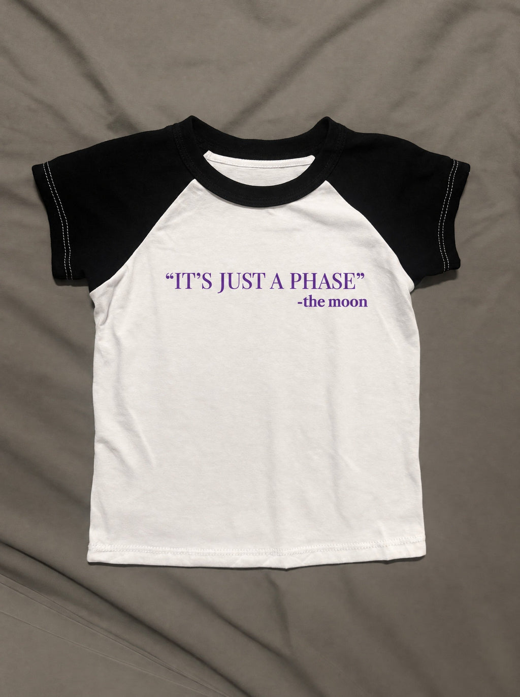 Color Block Baby Tee. just a phase – flat lay