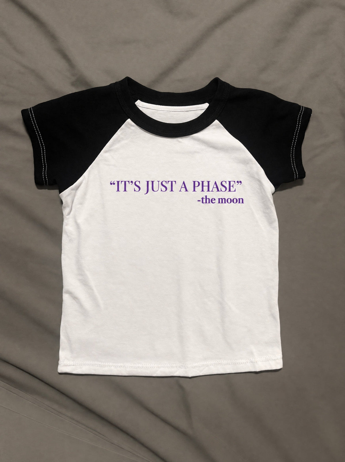 Color Block Baby Tee. just a phase – flat lay