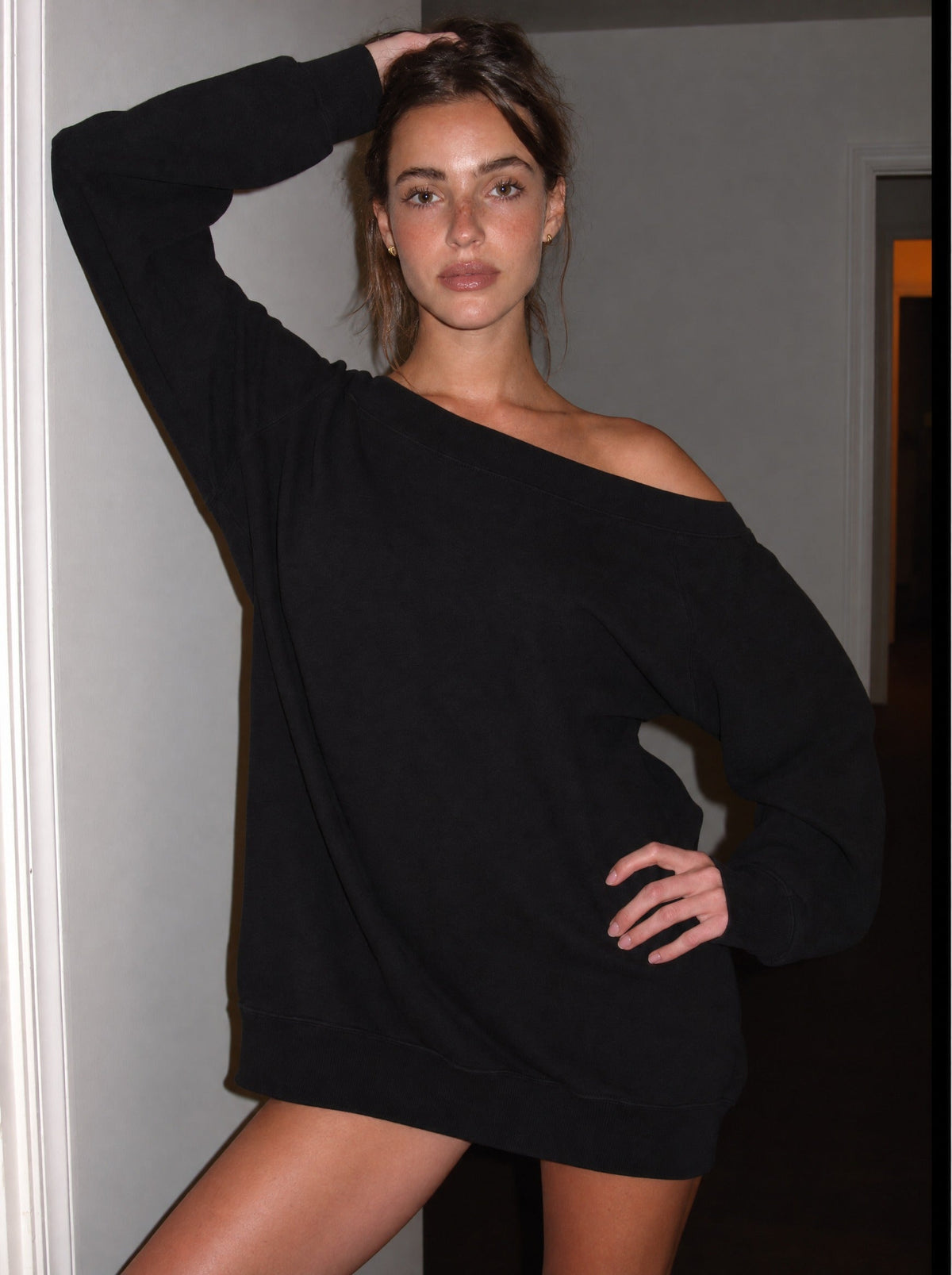 Off-Shoulder Dress. late dinner – fit on a model