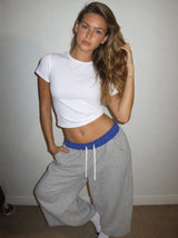Barrel Sweatpants. flower gray