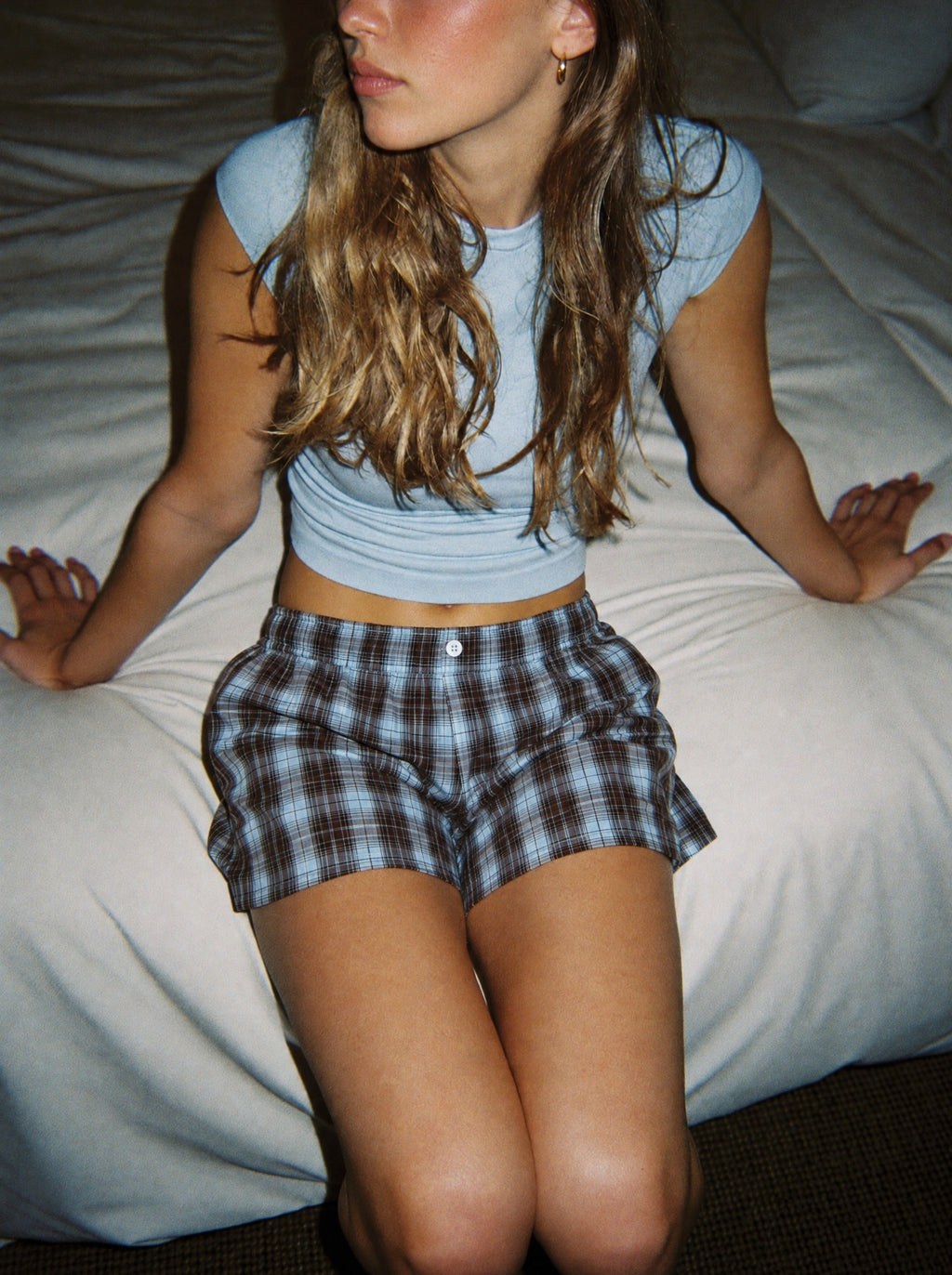 Plaid Shorts. dean's list – worn by a model